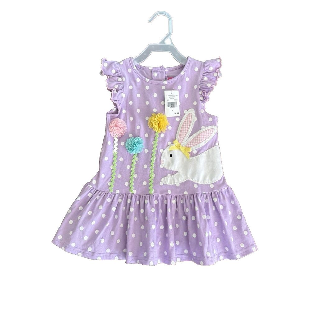 Good Lad 4T Purple Lavender Toddler Girls Bunny Dress Tunic Flowers Summer NWT